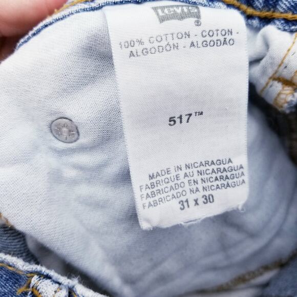 LEVI'S 517 Boot Cut Jeans 2012 Broken Imperfections Made In Nicaragua W31 L30 - Picture 9 of 10